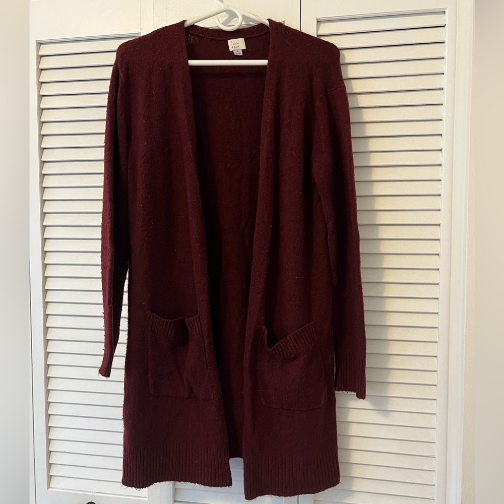 Women’s Open Front Red Small Cardigan